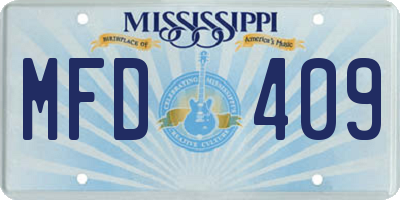 MS license plate MFD409