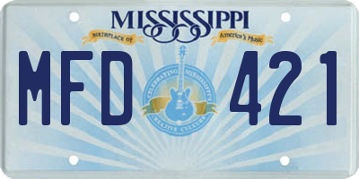 MS license plate MFD421