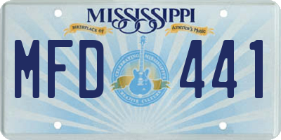 MS license plate MFD441