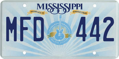 MS license plate MFD442