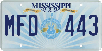 MS license plate MFD443