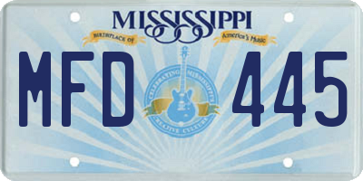 MS license plate MFD445