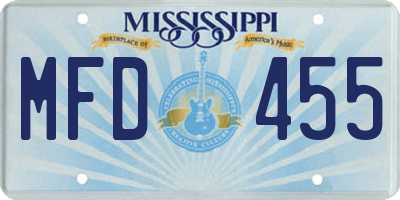 MS license plate MFD455