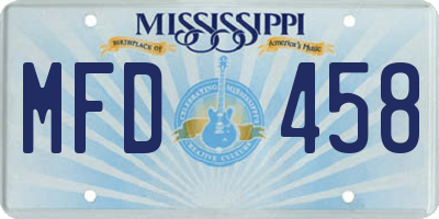 MS license plate MFD458