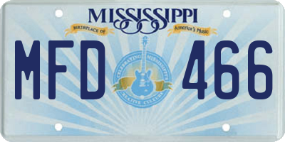 MS license plate MFD466