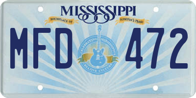 MS license plate MFD472