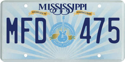 MS license plate MFD475