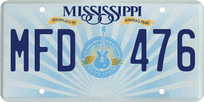 MS license plate MFD476