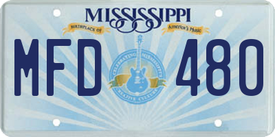 MS license plate MFD480