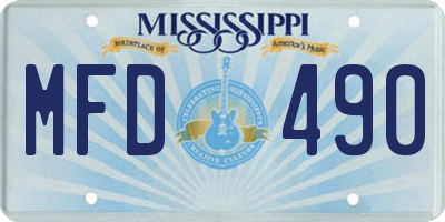 MS license plate MFD490