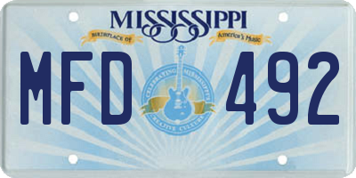 MS license plate MFD492