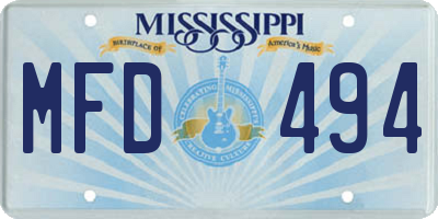 MS license plate MFD494