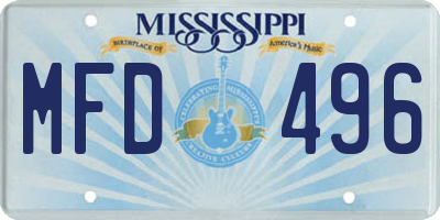 MS license plate MFD496