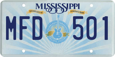 MS license plate MFD501