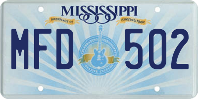 MS license plate MFD502