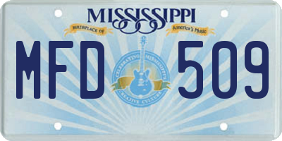 MS license plate MFD509