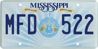 MS license plate MFD522