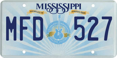 MS license plate MFD527