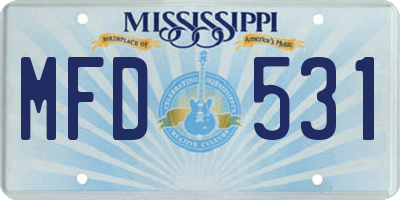 MS license plate MFD531