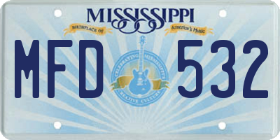 MS license plate MFD532