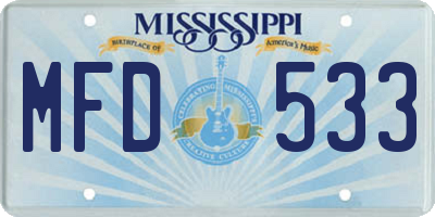 MS license plate MFD533