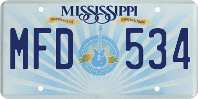 MS license plate MFD534