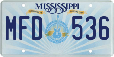 MS license plate MFD536