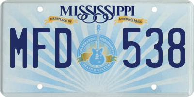 MS license plate MFD538