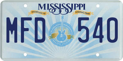 MS license plate MFD540