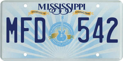 MS license plate MFD542