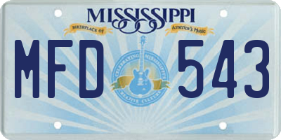 MS license plate MFD543
