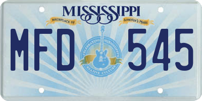 MS license plate MFD545