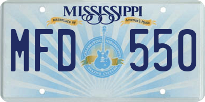 MS license plate MFD550