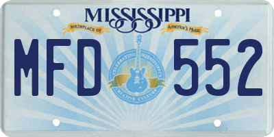 MS license plate MFD552