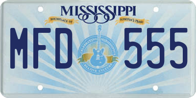 MS license plate MFD555