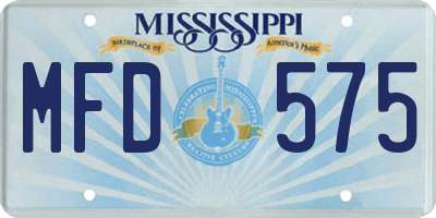 MS license plate MFD575