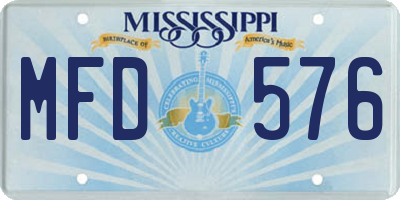MS license plate MFD576