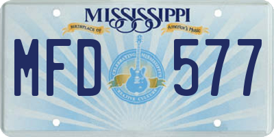 MS license plate MFD577