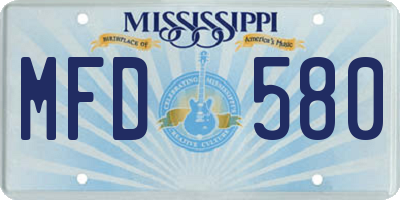 MS license plate MFD580