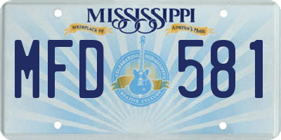 MS license plate MFD581