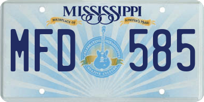 MS license plate MFD585