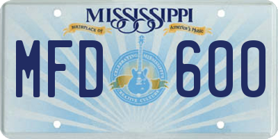 MS license plate MFD600