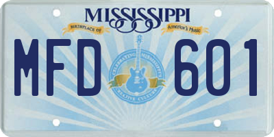 MS license plate MFD601