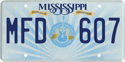 MS license plate MFD607