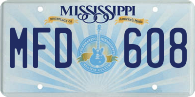 MS license plate MFD608