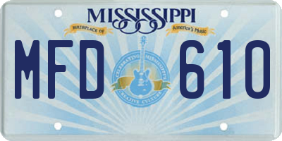 MS license plate MFD610