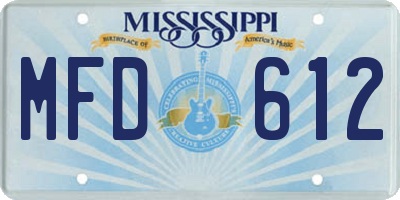 MS license plate MFD612