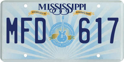 MS license plate MFD617