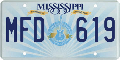 MS license plate MFD619