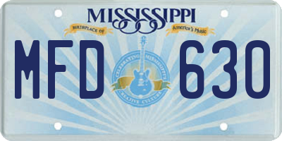 MS license plate MFD630